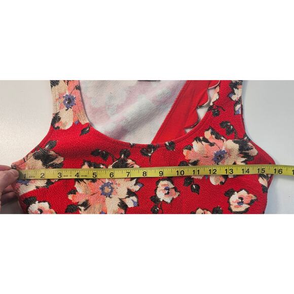 Postmark Open Back Peplum Top S coquette cottagecore Floral red summer casual - Picture 7 of 8